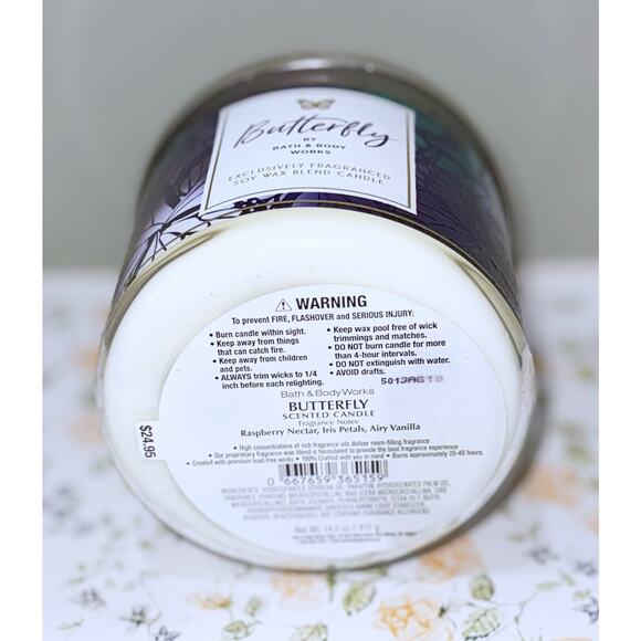 Bath & Body Works Butterfly Large 3-Wick Scented Candle 14.5oz - Picture 5 of 5